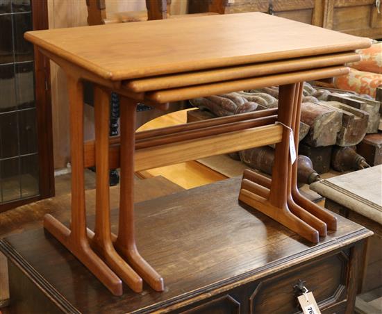 V M Mobler. A nest of 3 rectangular Danish teak tables, impressed marks W.62cm